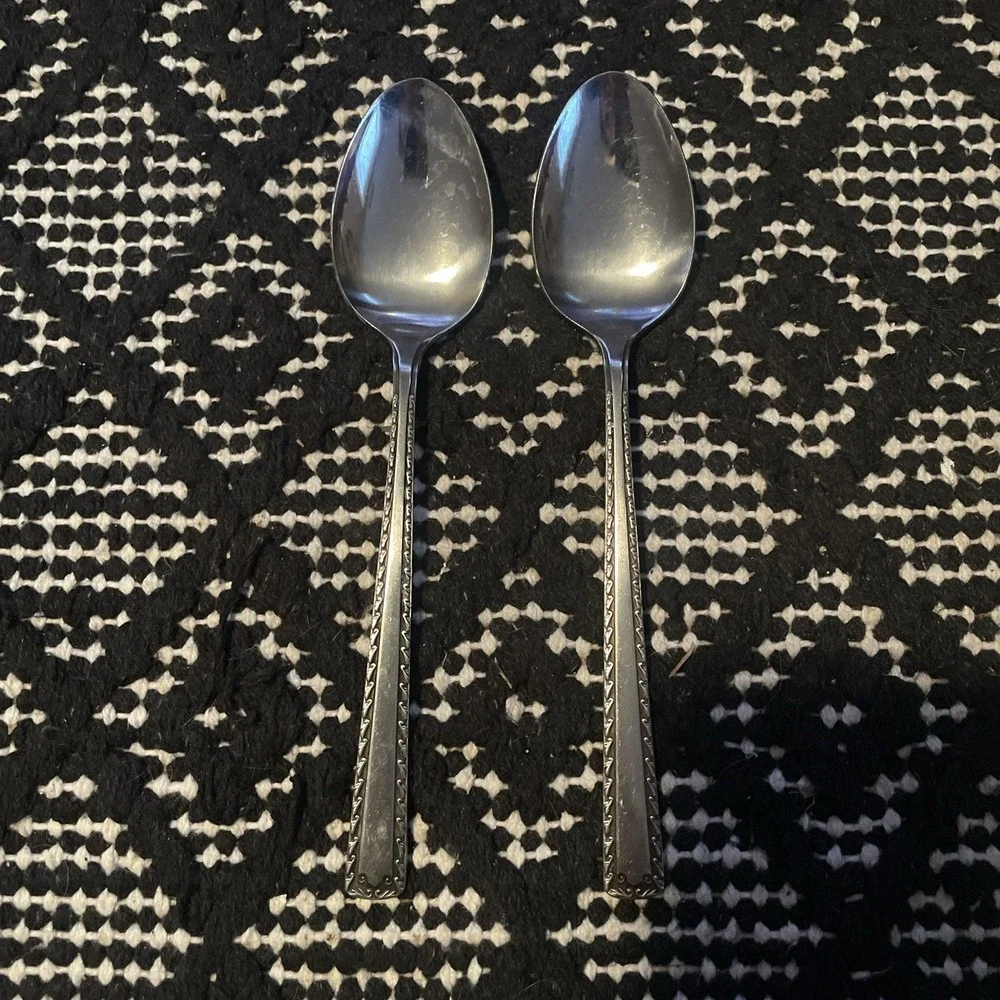 Mid Century Watertown Scroll Side 2 Stainless Japan‎ Table Spoons